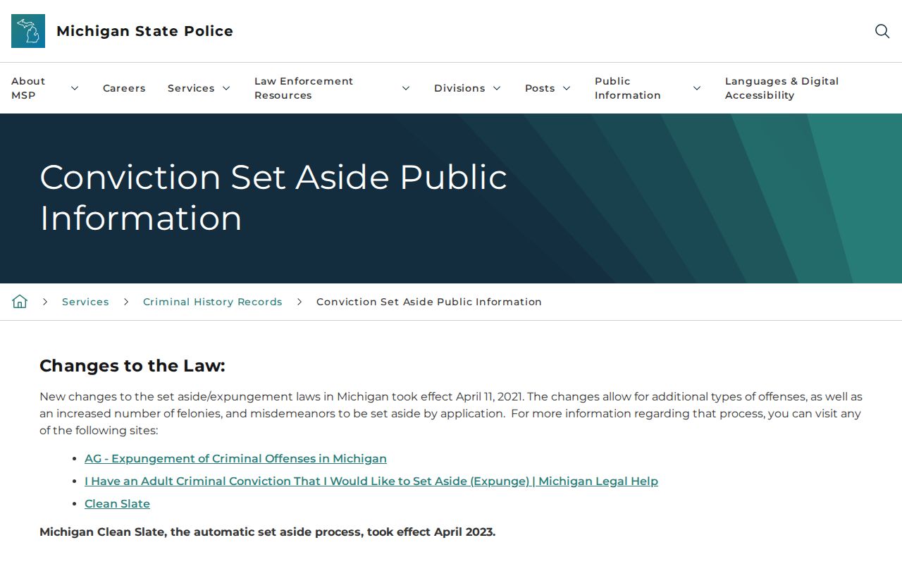 Michigan Clean Slate guidance for Roscommon County criminal records
