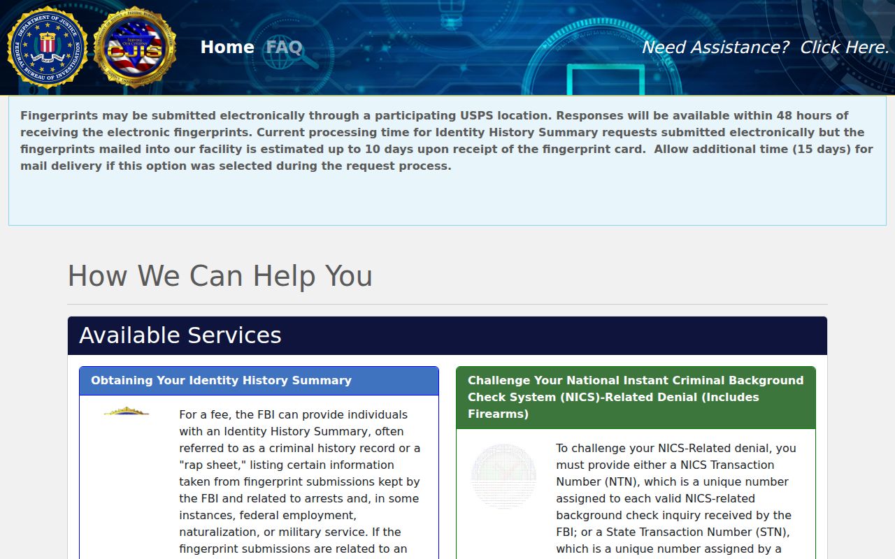 FBI personal identity history ordering for a Roscommon County resident
